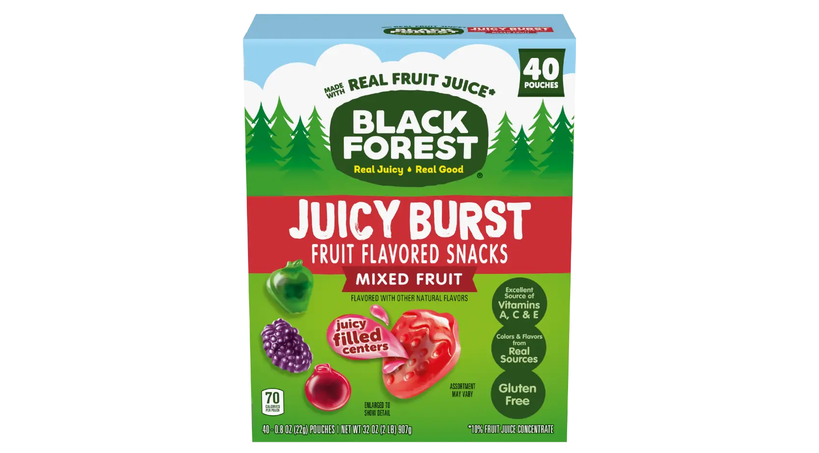 Box of juicy burst mixed fruit (40 count pack)